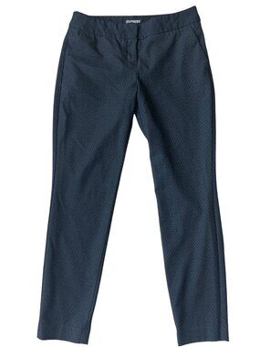 Express Columnist Tailored/Straight Ankle Dress Pants 0R Black MicroDot Career
